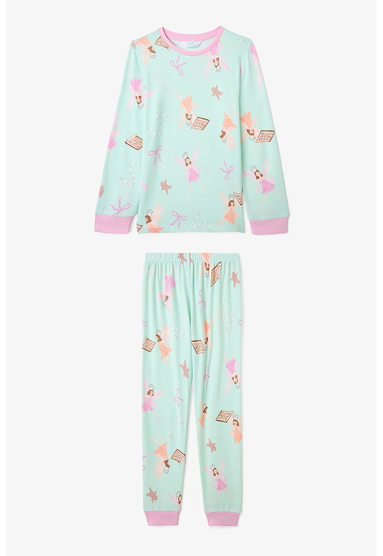 Pijama cu maneci lungi si imprimeu