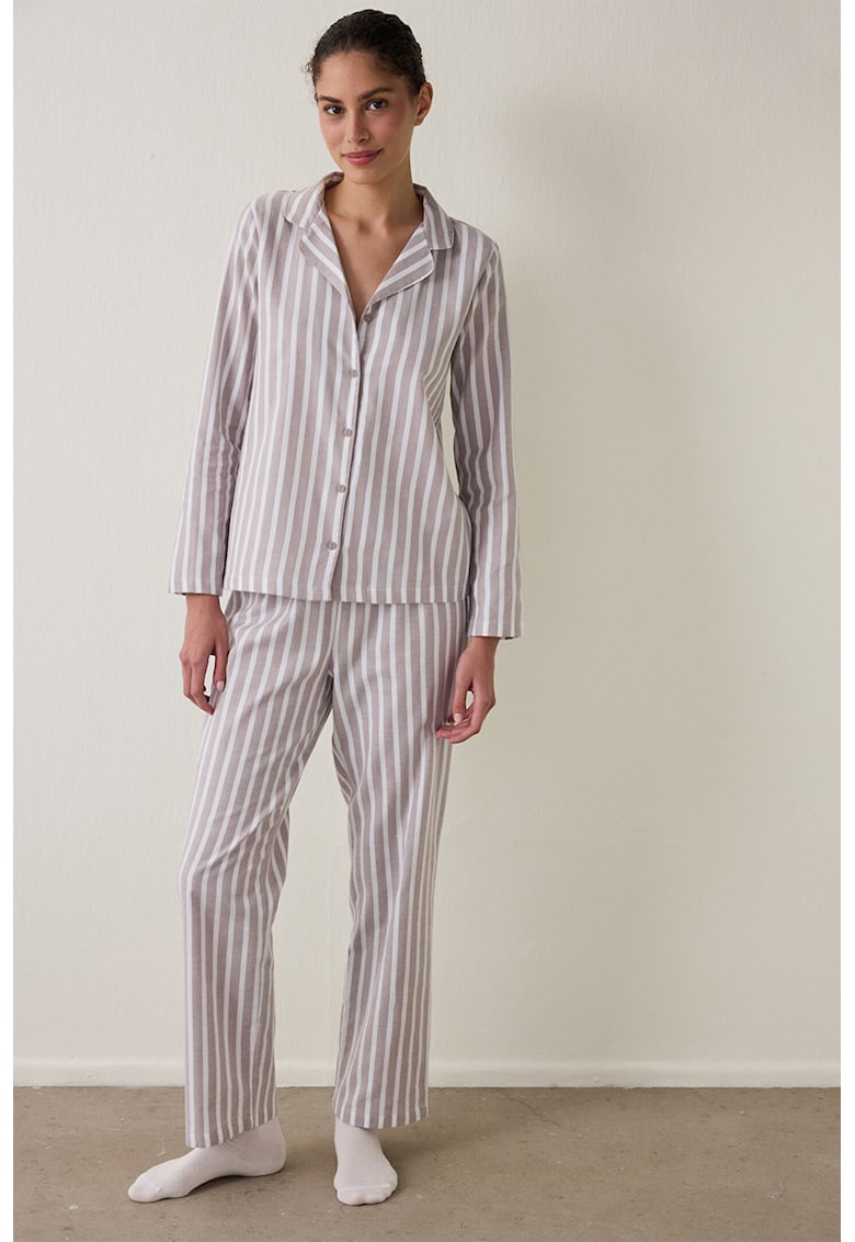 Pijama din bumbac cu dungi