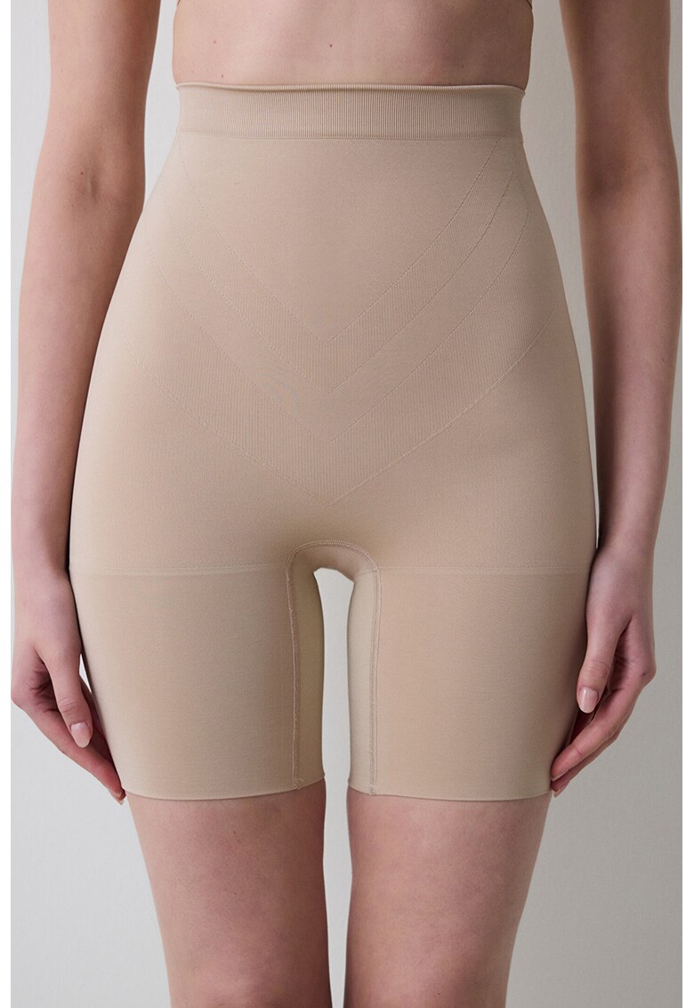 Colanti scurti cu talie inalta - fara cusaturi - Bej deschis