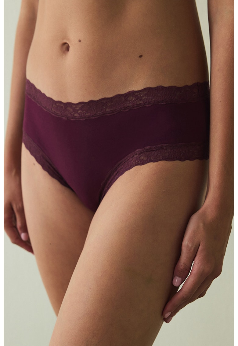 Chiloti hipster cu insertii din dantela