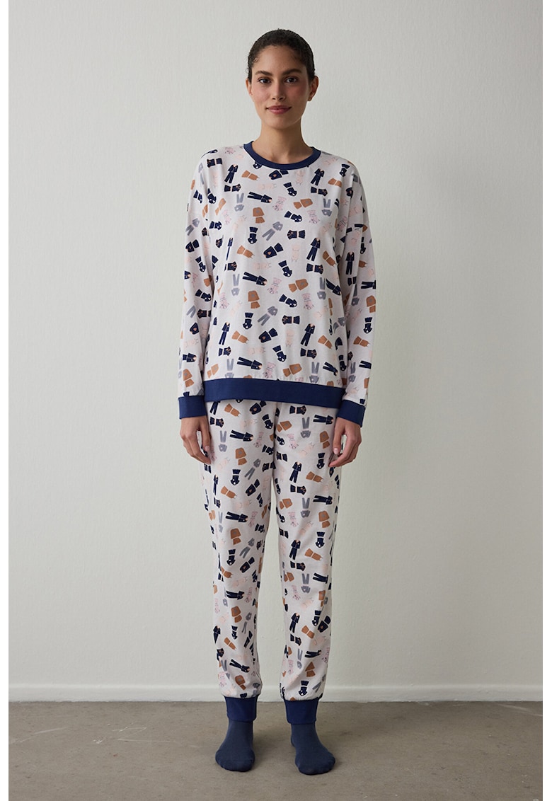 Pijama cu pantaloni lungi si imprimeu