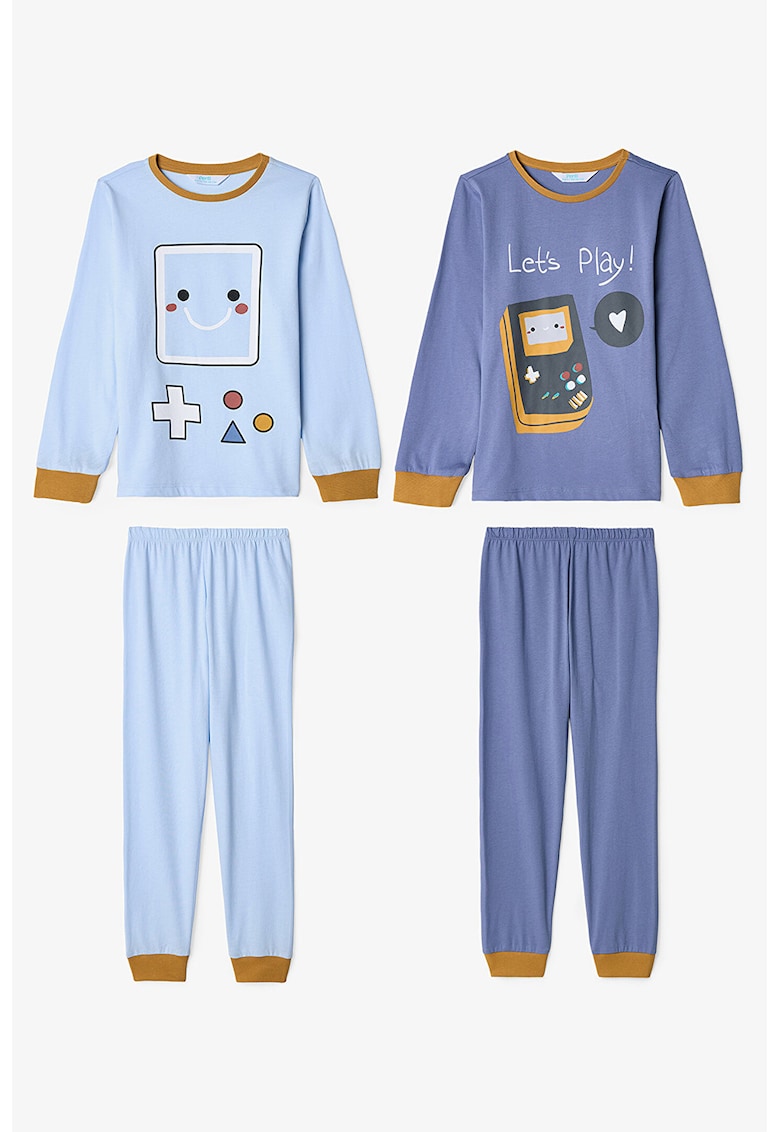 Set de pijama cu pantaloni lungi si imprimeu