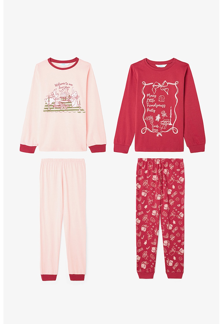 Set de pijama din bumbac cu model - 2 piese