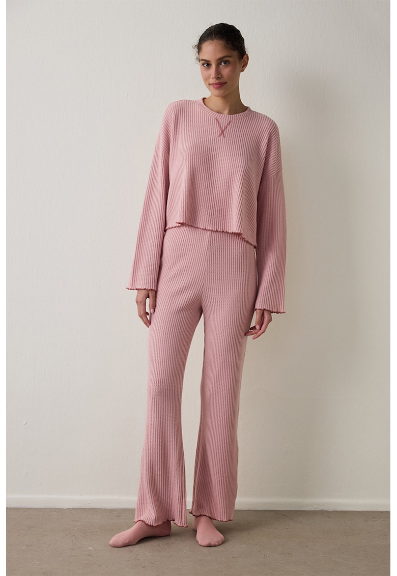 Pijama cu pantaloni lungi si model texurat