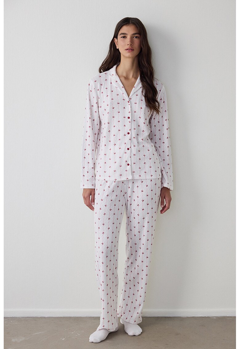 Camasa de pijama cu model - Alb
