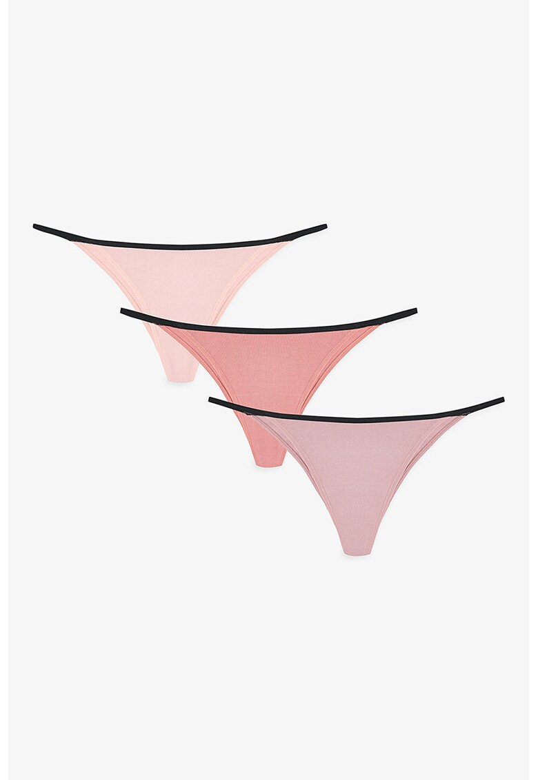 Set de chiloti brazilieni din amestec de bumbac - 3 perechi - Roz somon/Roz pal/Roz prafuit
