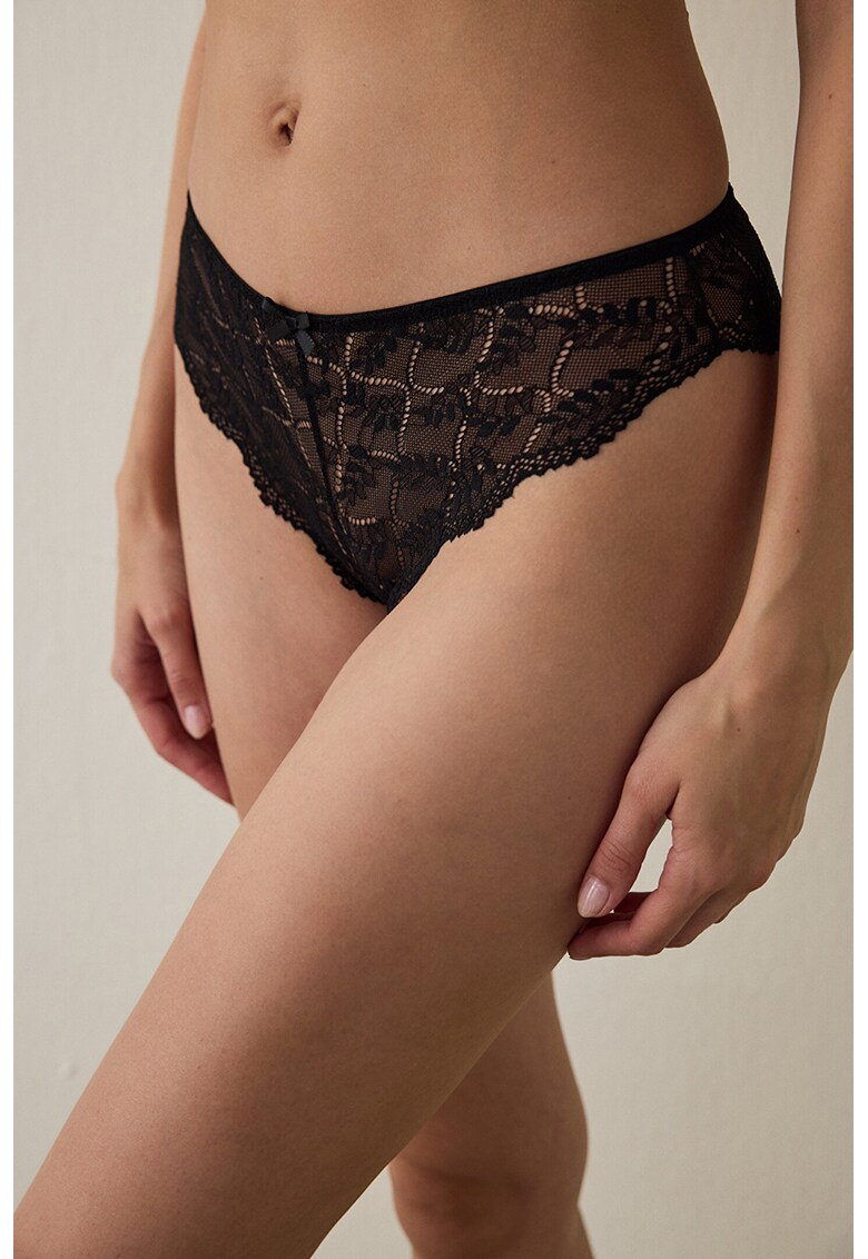 Chiloti brazilieni din dantela - Negru