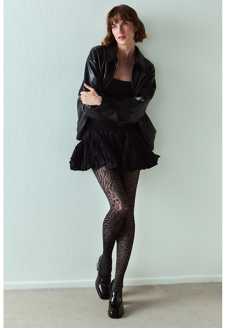 Dres cu animal print - Negru