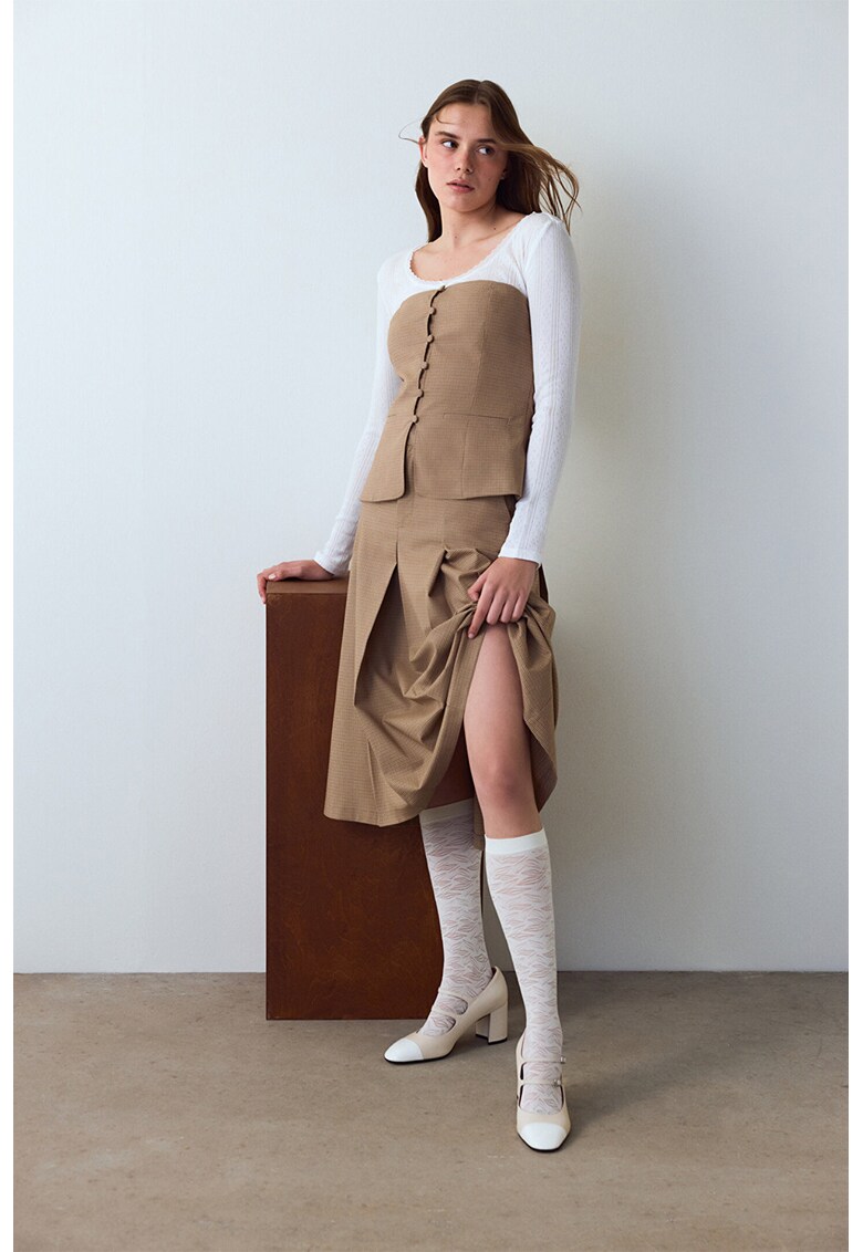 Ciorapi lungi pana la genunchi - Alb murdar