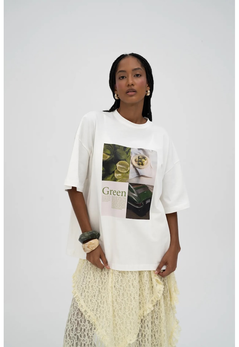 Tricou dama - alb - jerseu - maneca scurta - S-M