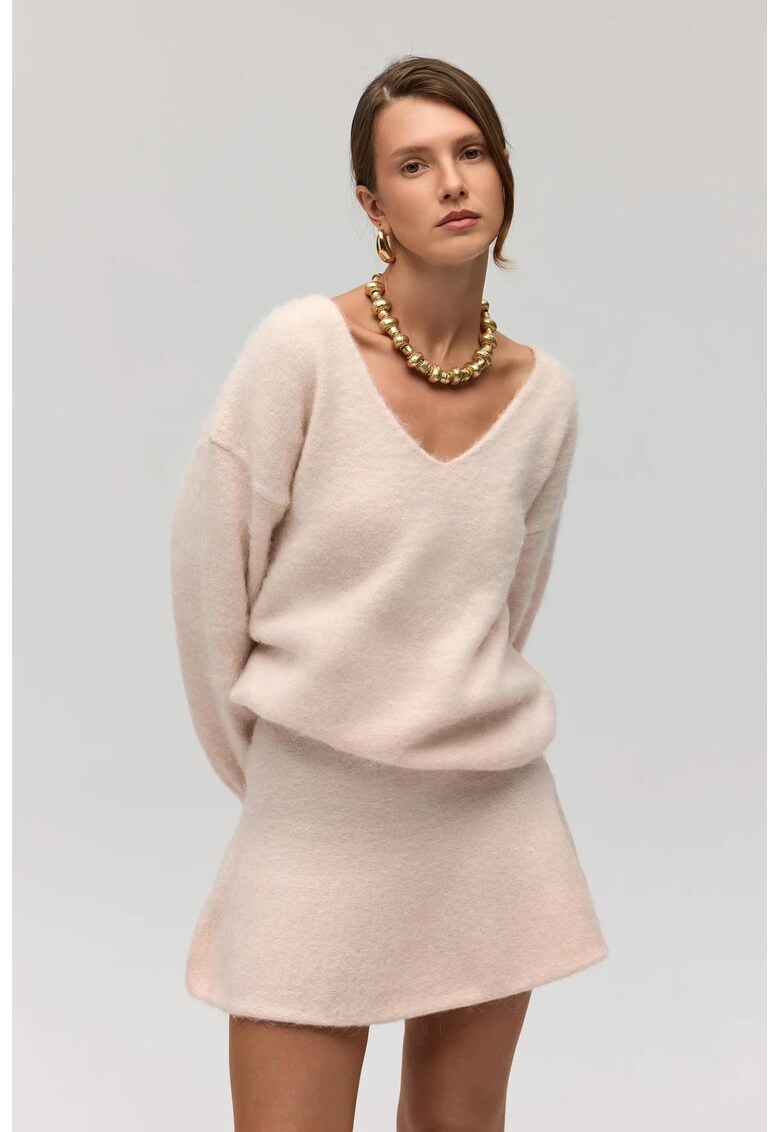 Pulover dama - Pulover Zerium - roz garoafa - tricot -