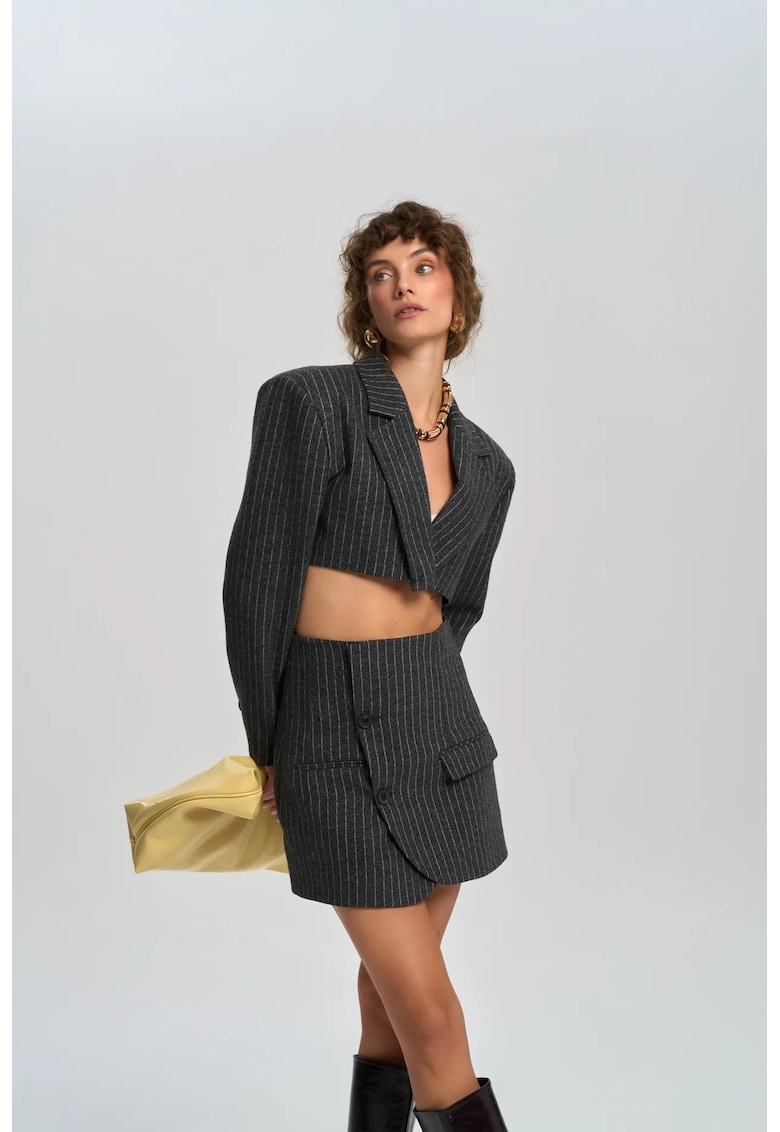 Set jacheta-fusta - MAI STUDIOS CO. - gri carbune - textil