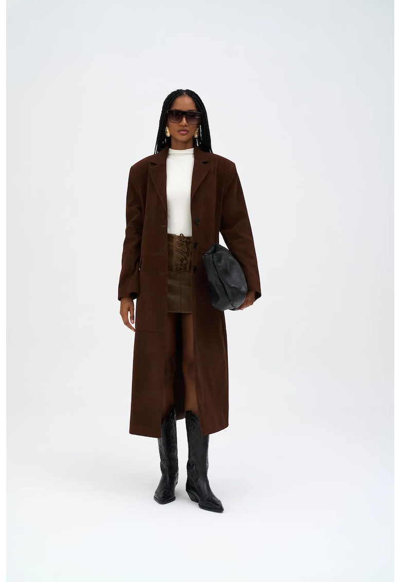 Palton dama - HiCCUP - Selva Suede - maro cafea - textil
