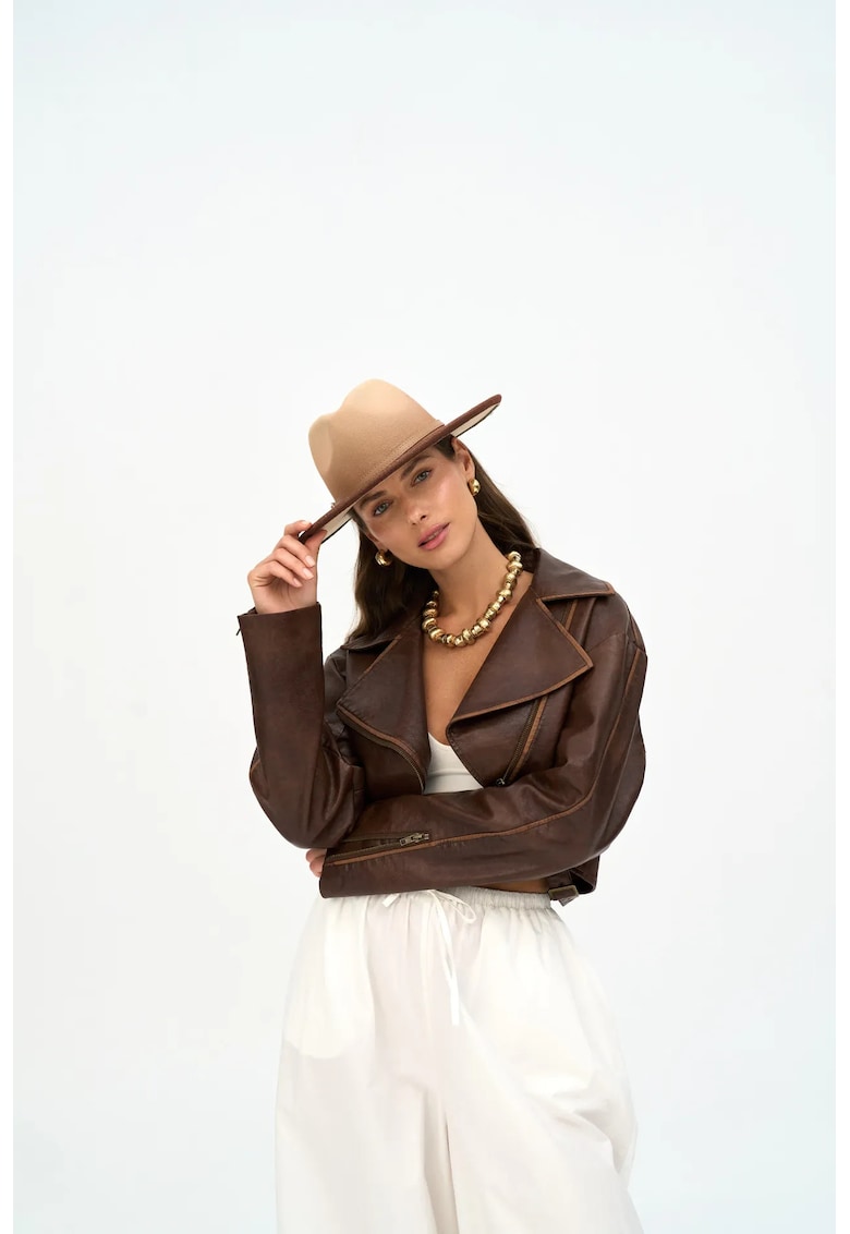 Geaca dama - Piele ecologica - Maro
