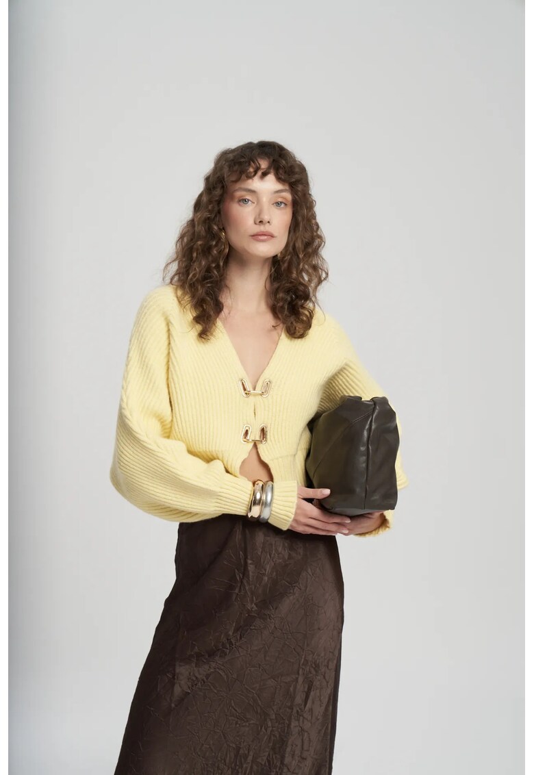 Pulover dama - Luna Cardigan - galben chihlimbar - tricot -