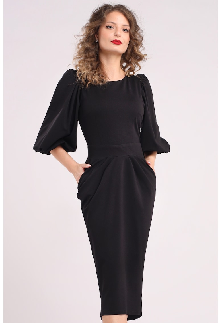 Rochie cu croiala creion si maneci bufante