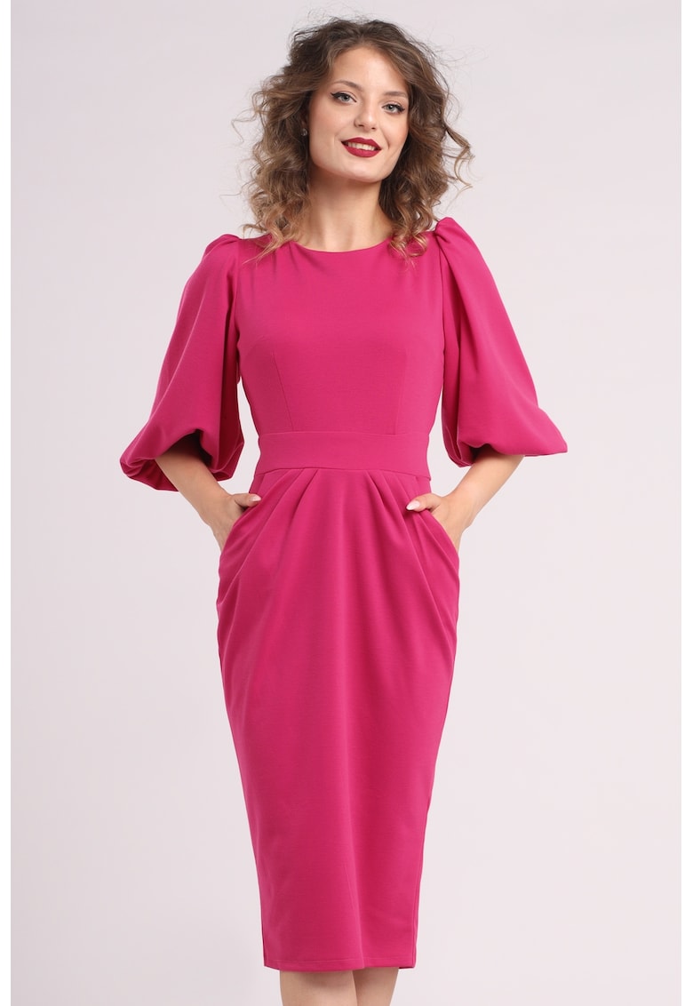 Rochie cu croiala creion si maneci bufante