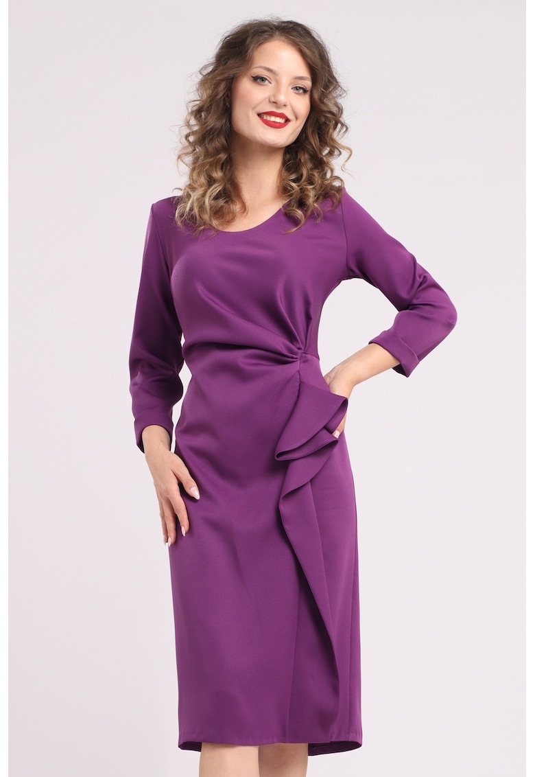 Rochie midi cu franjuri si volane