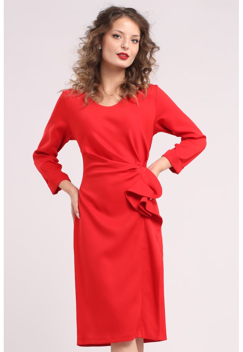 Rochie midi cu franjuri si volane