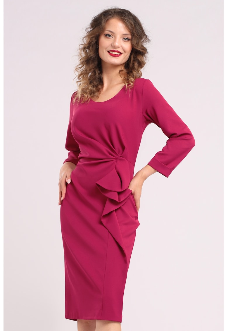 Rochie midi cu franjuri si volane