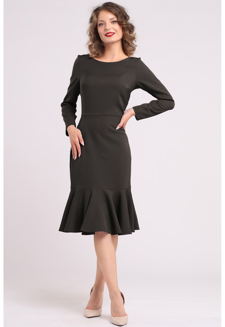 Rochie midi cu terminatie cu volane