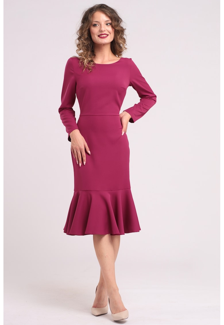 Rochie midi cu terminatie cu volane