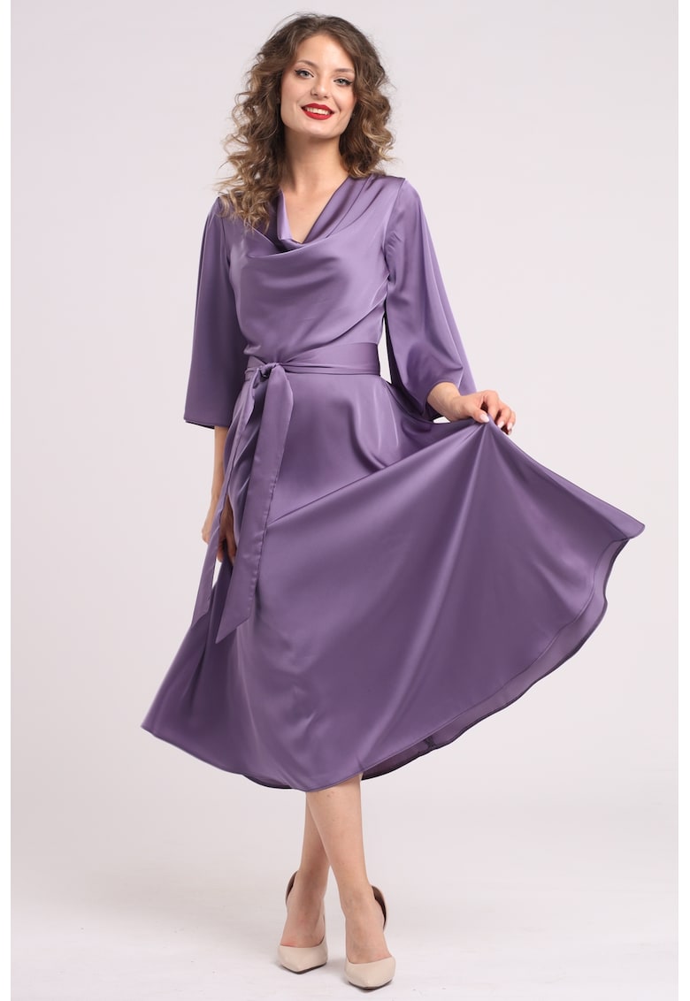 Rochie din satin cu decolteu drapat