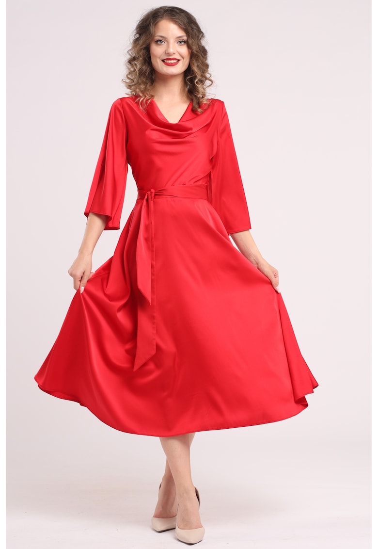 Rochie din satin cu decolteu drapat