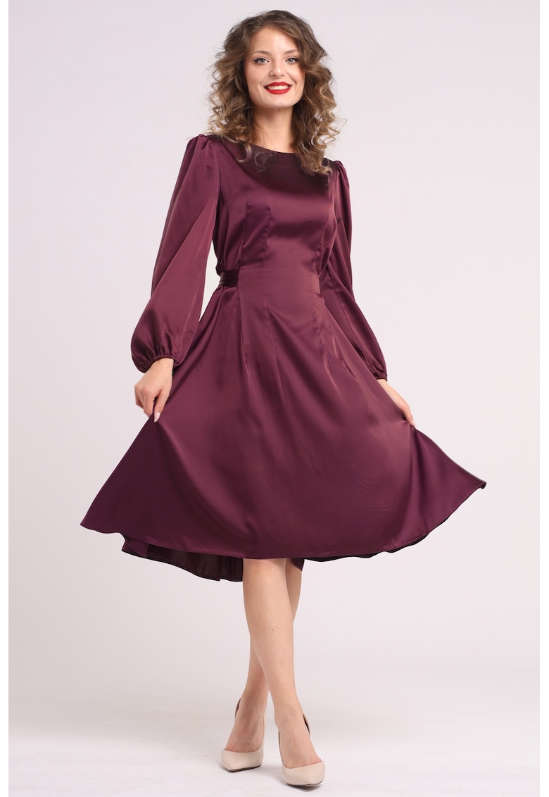 Rochie midi din matase cu croiala evazata