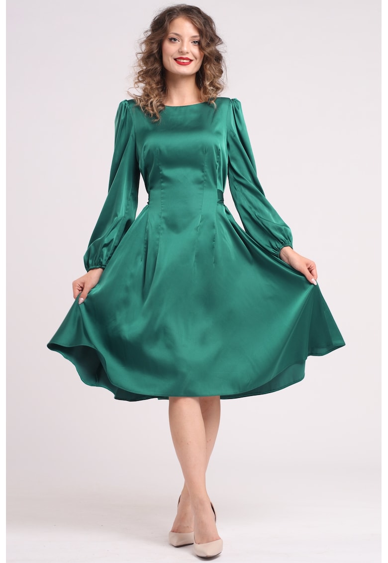 Rochie midi din matase cu croiala evazata