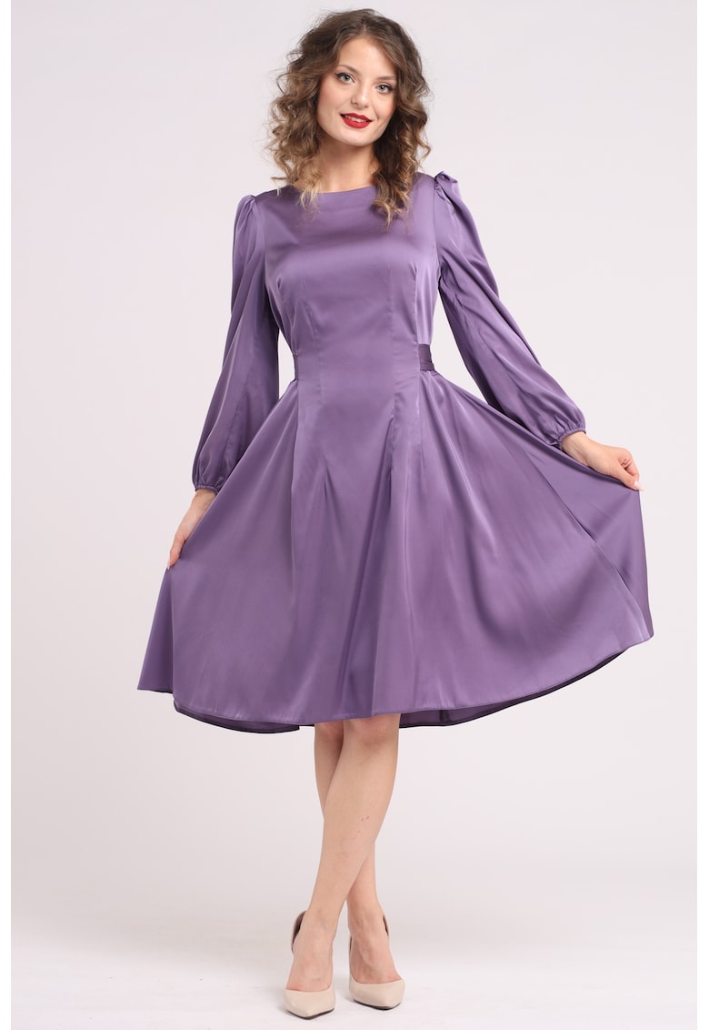 Rochie midi din matase cu croiala evazata