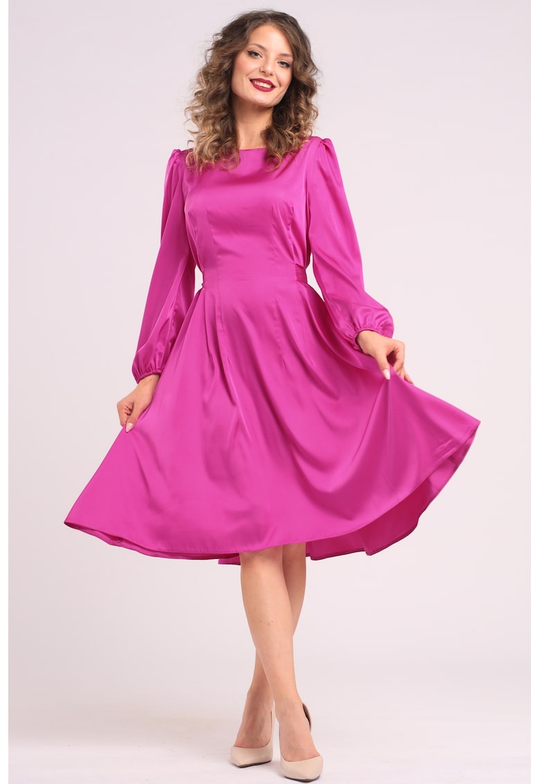 Rochie midi din matase cu croiala evazata