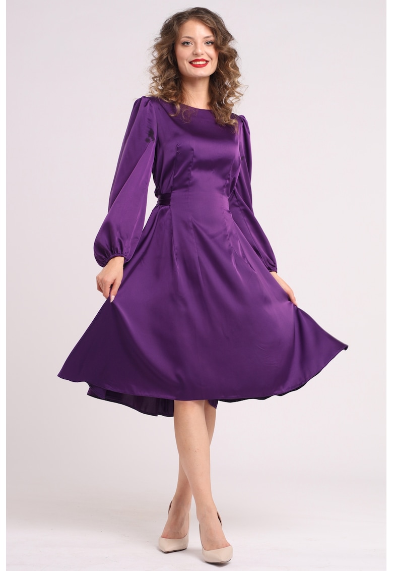 Rochie midi din matase cu croiala evazata