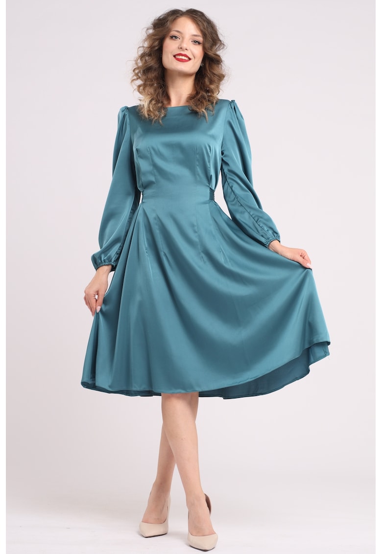 Rochie midi din matase cu croiala evazata