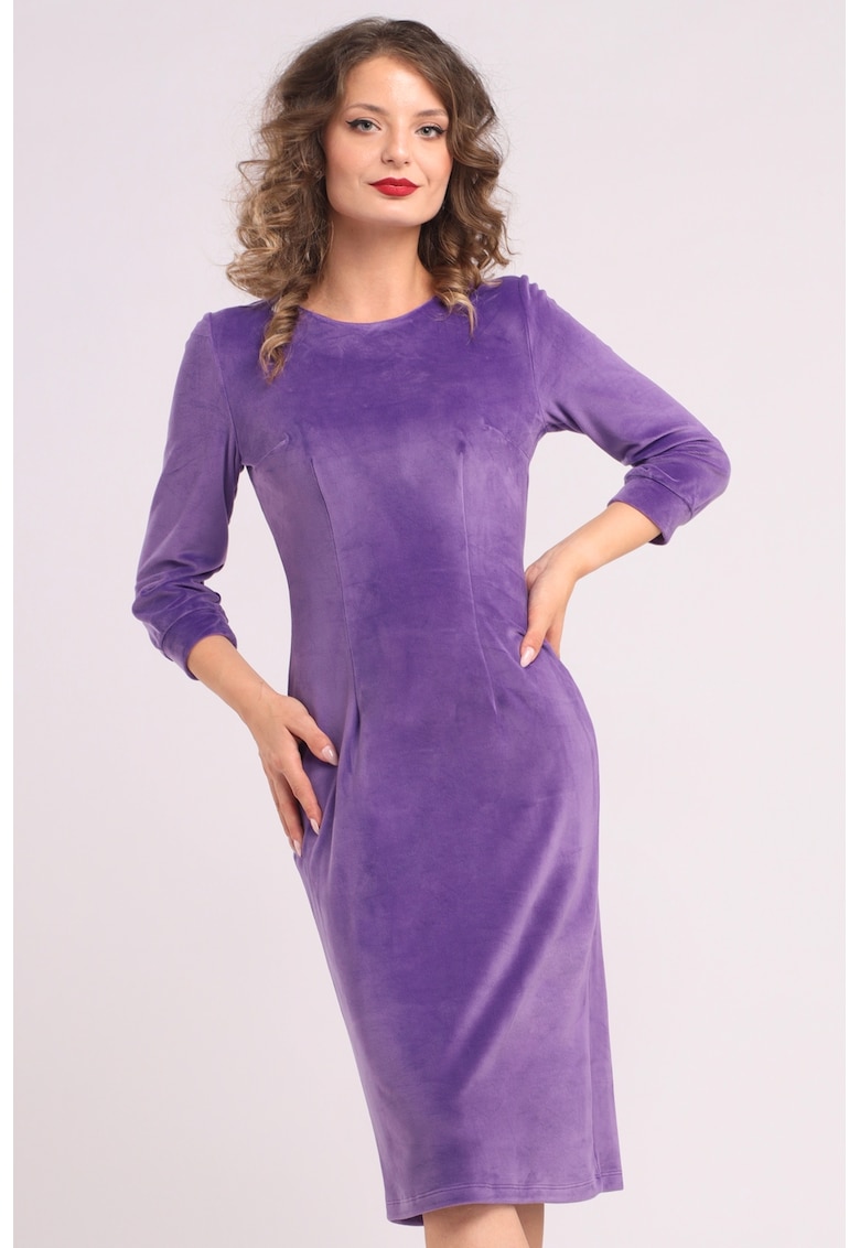 Rochie uni cu maneci lungi - Lila