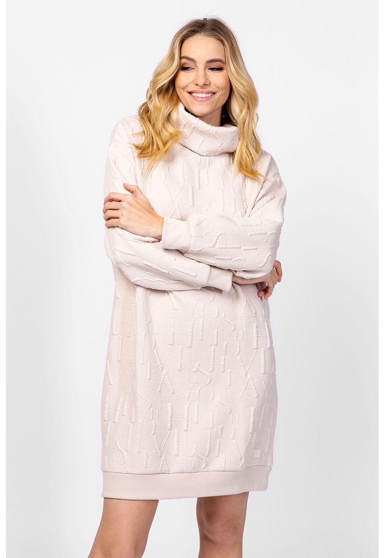 Rochie cu model stantat Vienew - Crem