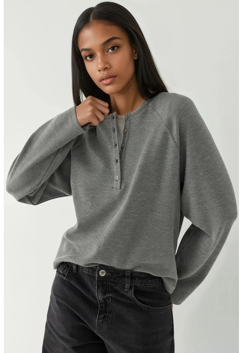 Hanorac dama - model relaxat - gri - textil
