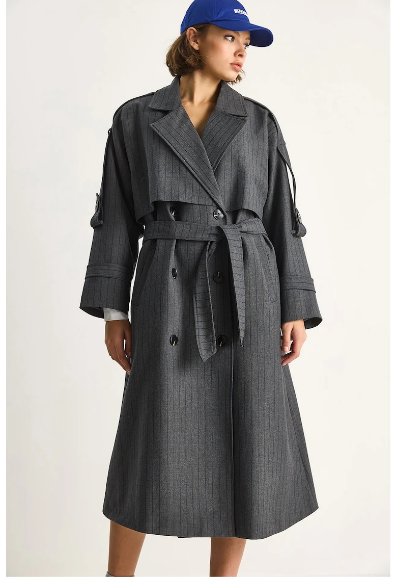 Palton dama - Textil - Gri -