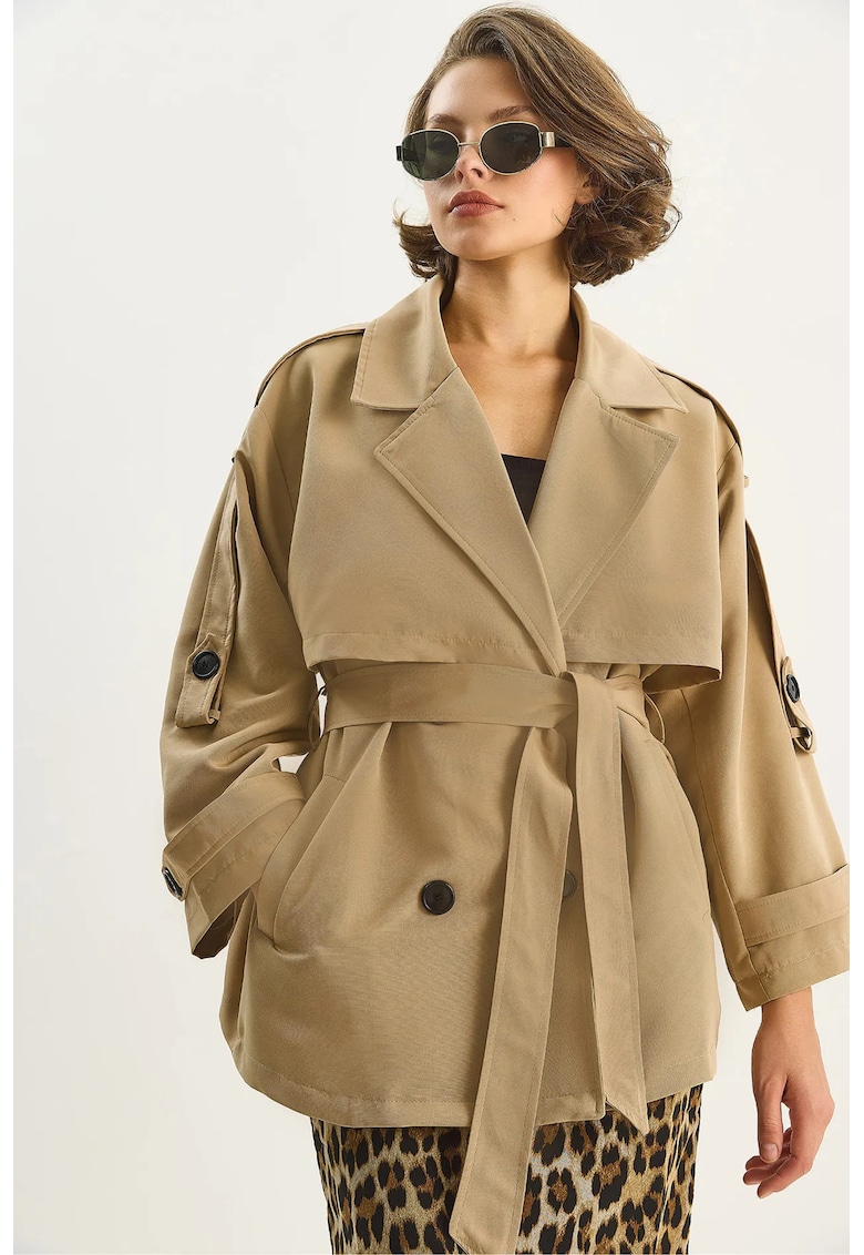 Trenci midi - Bej natural - Textil -