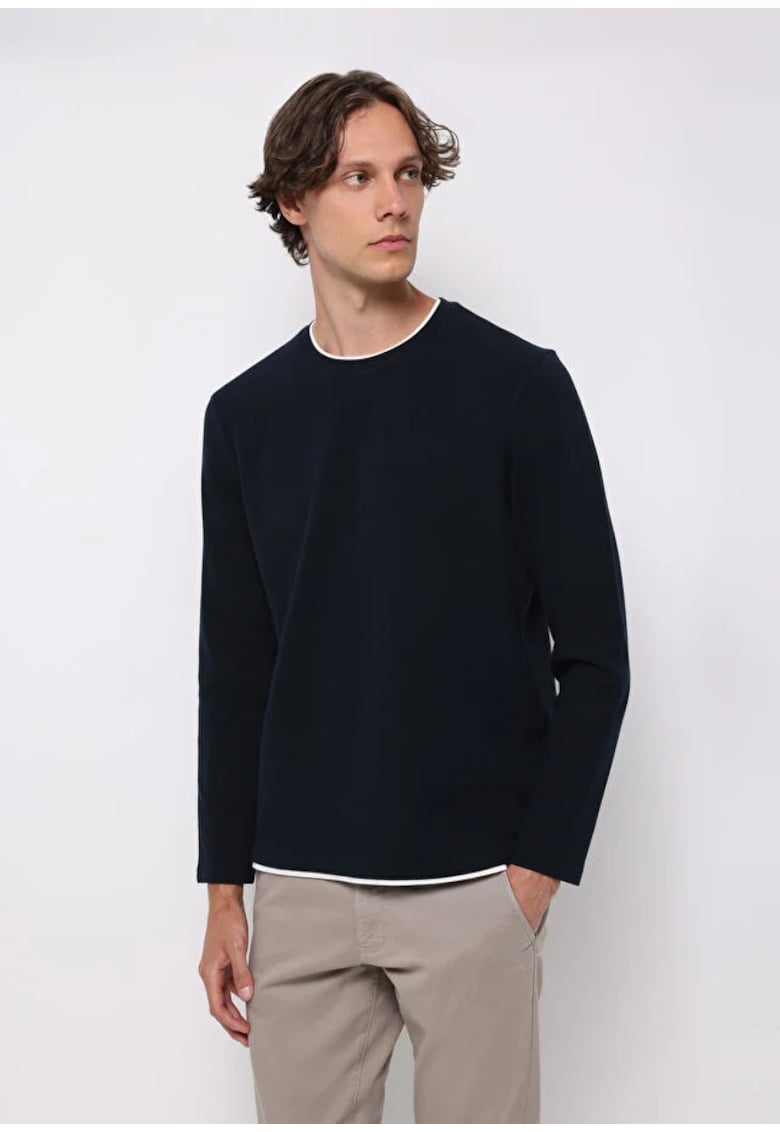 Colins Tricou barbati cu maneca lunga - albastru ocean - bumbac -