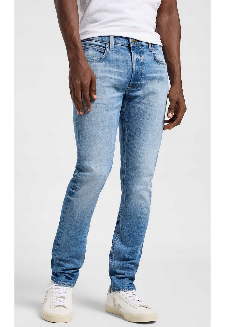 Pantaloni Luke Slim Tapered - albastru - denim elastic - talie medie - set de blugi barbati