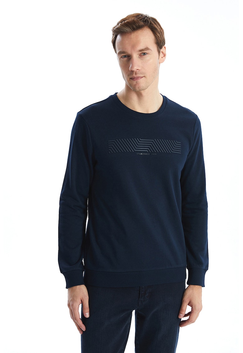 Pulover cu aplicatie cauciucata - Bleumarin