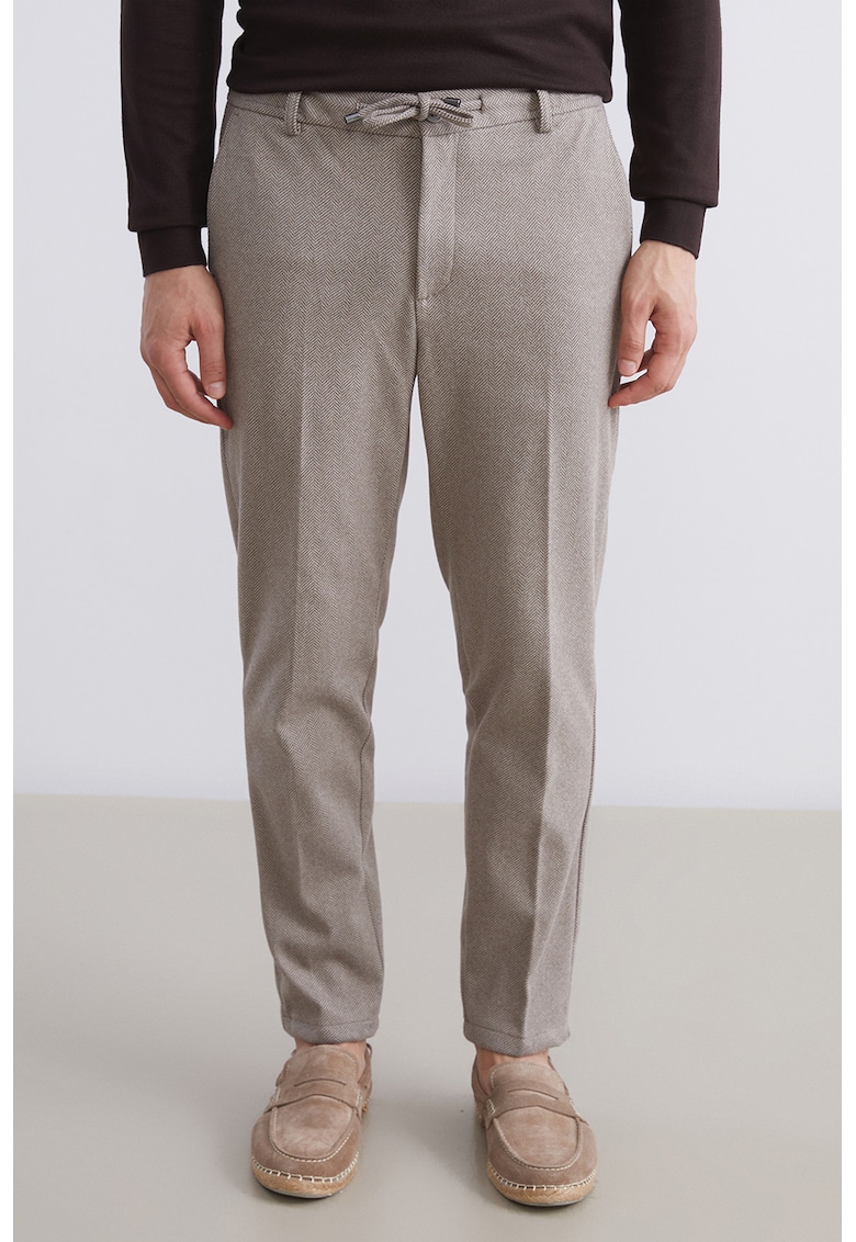 Pantaloni eleganti cu snururi de ajustare - Gri/Maro taupe/Maro taupe deschis