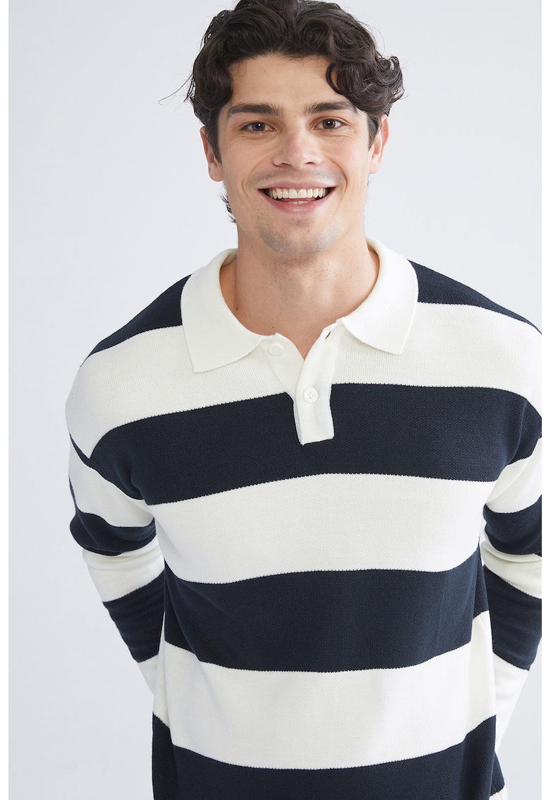 Bluza polo tricotata in dungi