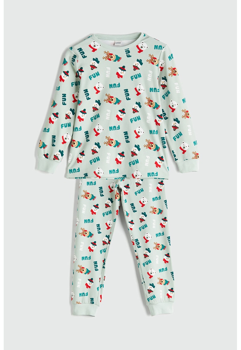 Pijama cu pantaloni lungi si tematica de Craciun