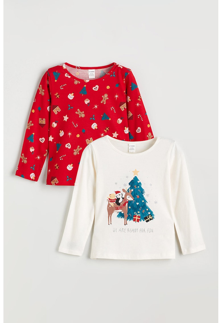 Set de bluze cu model de Craciun - 2 piese