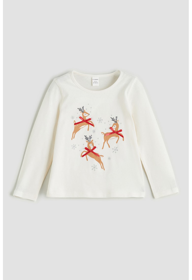 Bluza de bumbac cu model de Craciun