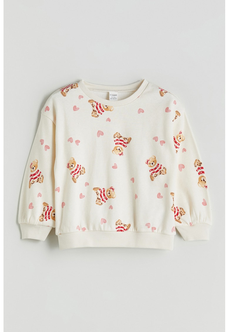 Bluza de trening cu imprimeu cu inimi si ursulet