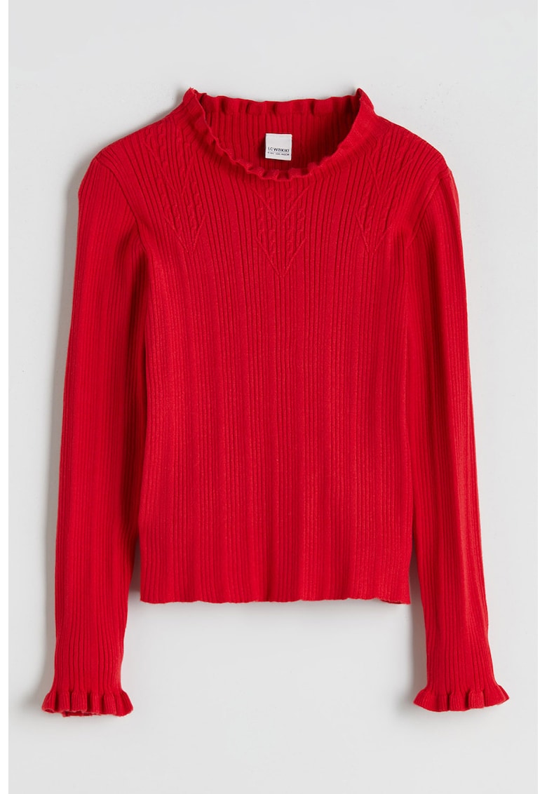 Pulover uni cu terminatii valurite - Coral