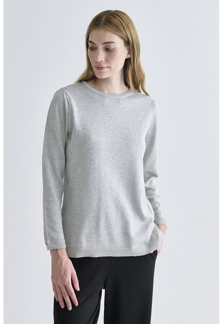 Pulover tricotat fin cu strasuri